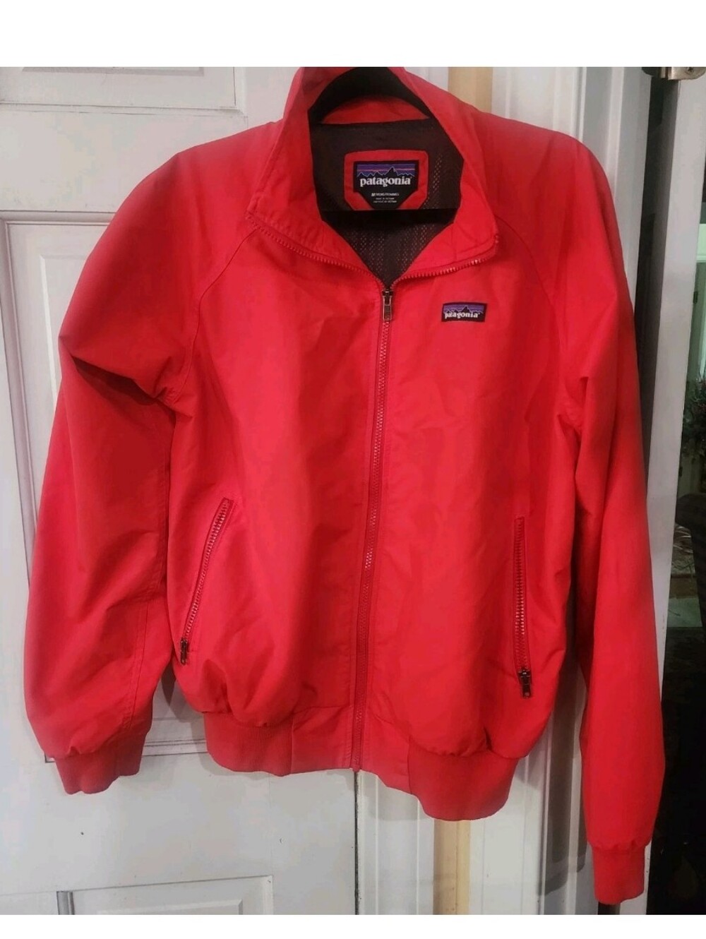 Patagonia Orange Red Baggies Bomber Windbreaker Jacket Size M